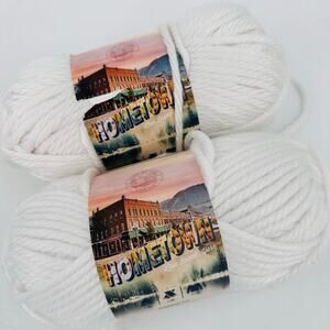 2 Lion Brand Yarns Hometown Yarn #100 New York White #6 Super Bulky Crochet Knit
